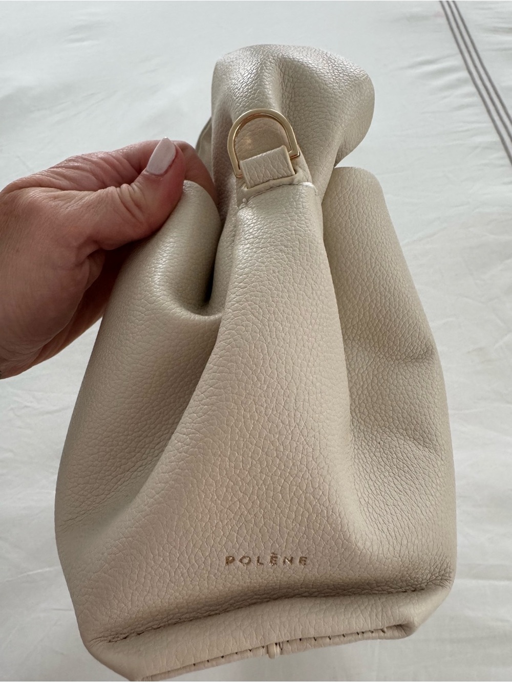 Polene Numero Neuf Mini Leather Shoulder Bag in Chalk - Picture 5 of 6